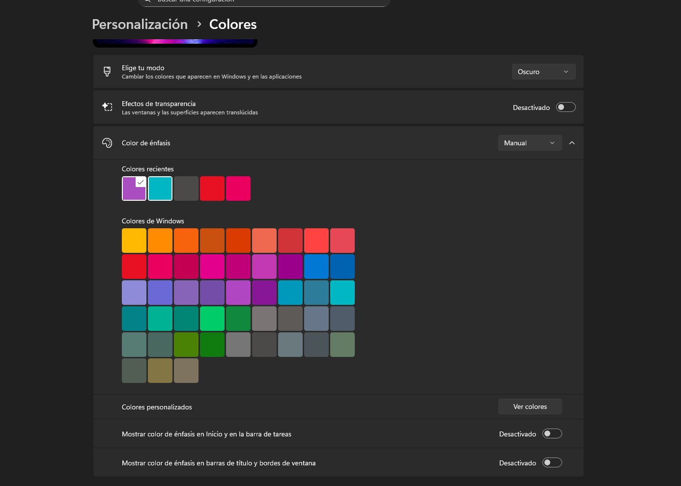 Así es como tengo yo los ajustes visuales en Windows 11..