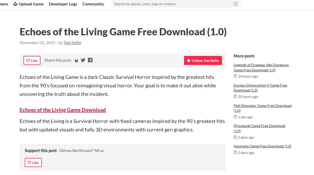 El Creador De Echoes Of The Living Denuncia Que Su Juego Se Ofrece Pirateado En Itch Io